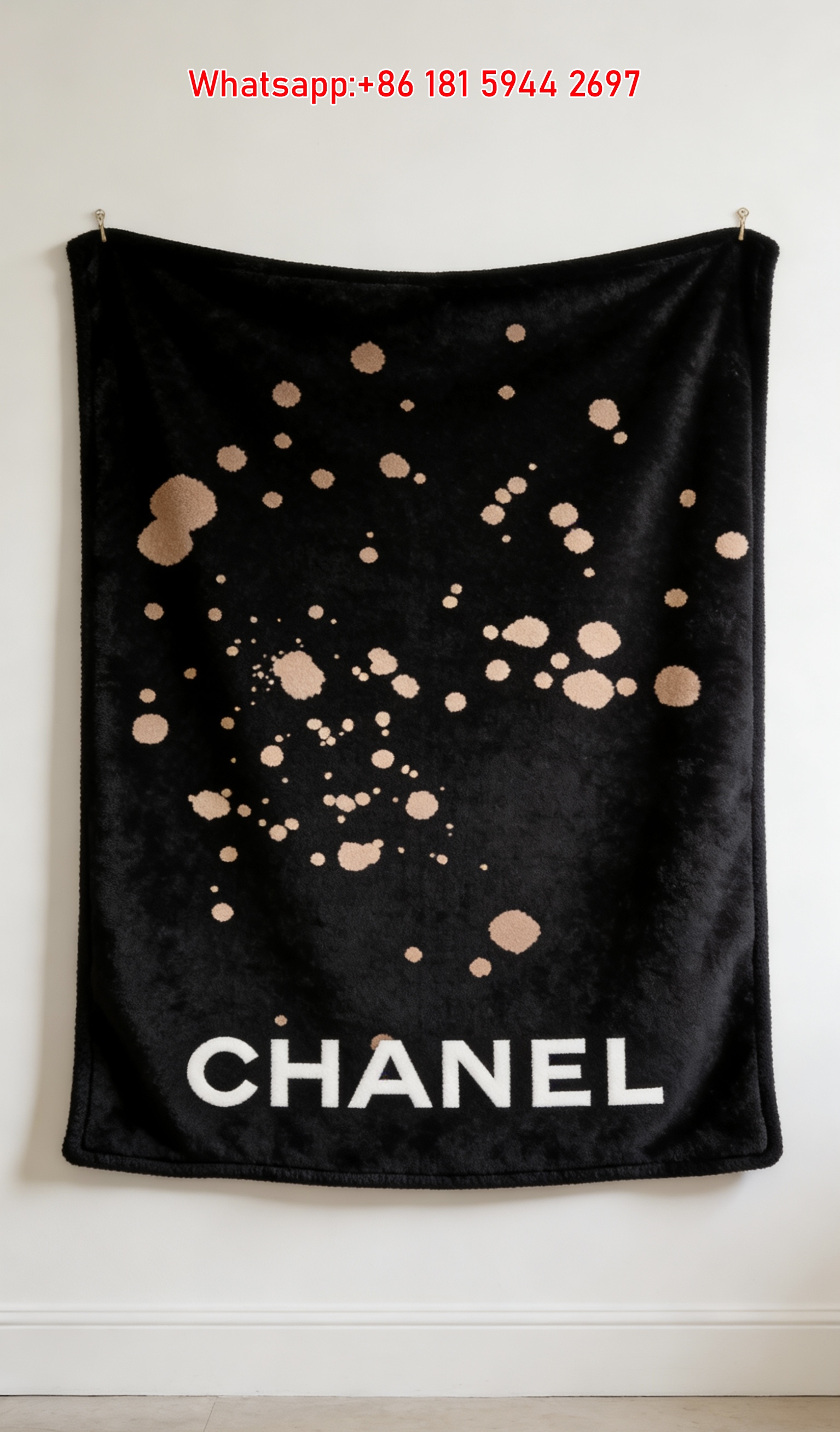 Chanel Abstract Black Ink Art Flannel Throw Blanket IMG_7322